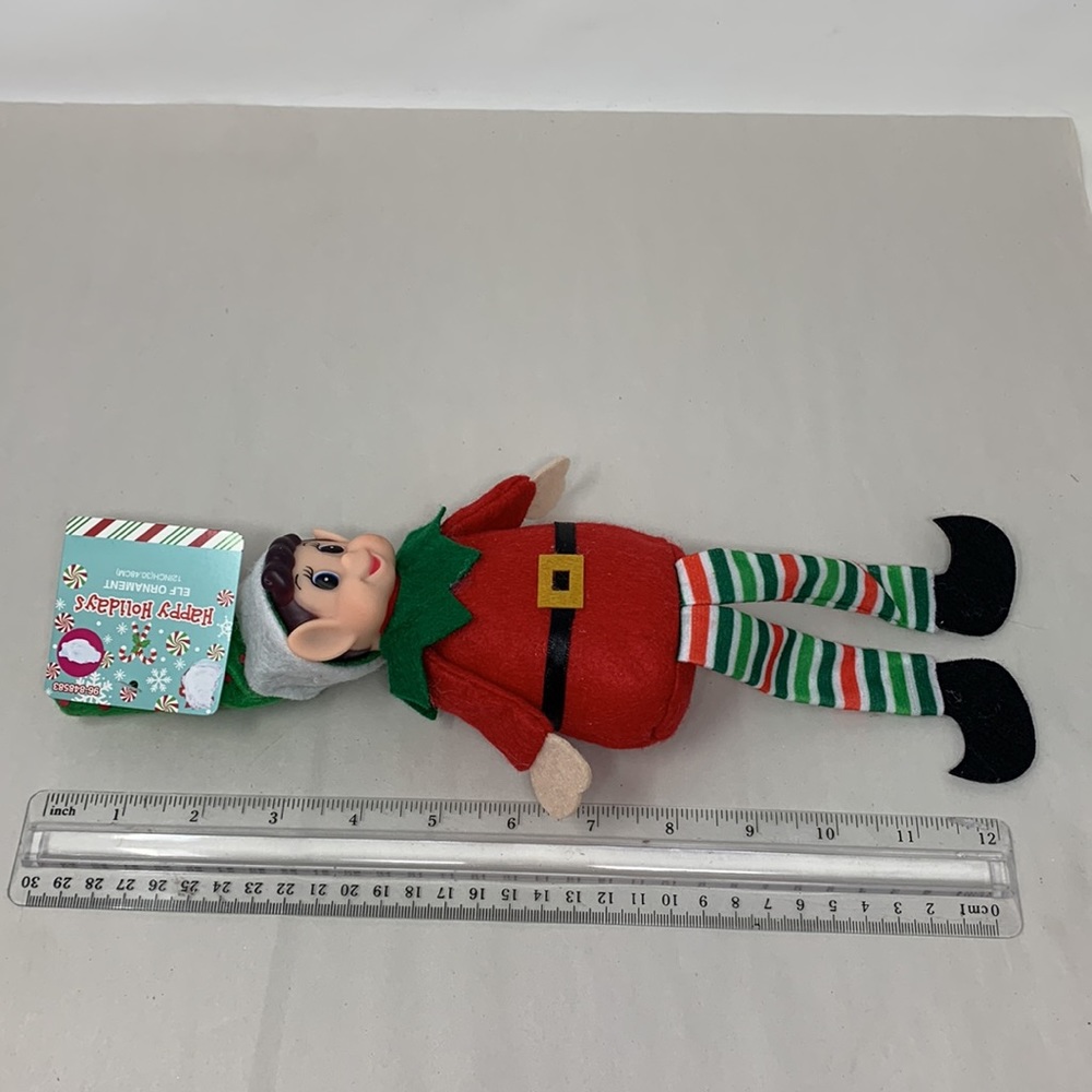 5 pc Christmas decor ornament lot Tree Wreath Elf Santa cup glass mushroom NEW - Picture 12 of 17